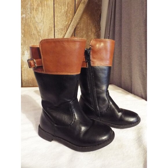 The Children’s Place Black And Brown Riding Boots Toddler Size 8 - Picture 2 of 11